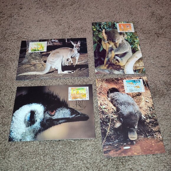 Academia Australian Fauna Animals Maxi Cards Ephemera Liechtenstein Set stamps - Picture 1 of 6